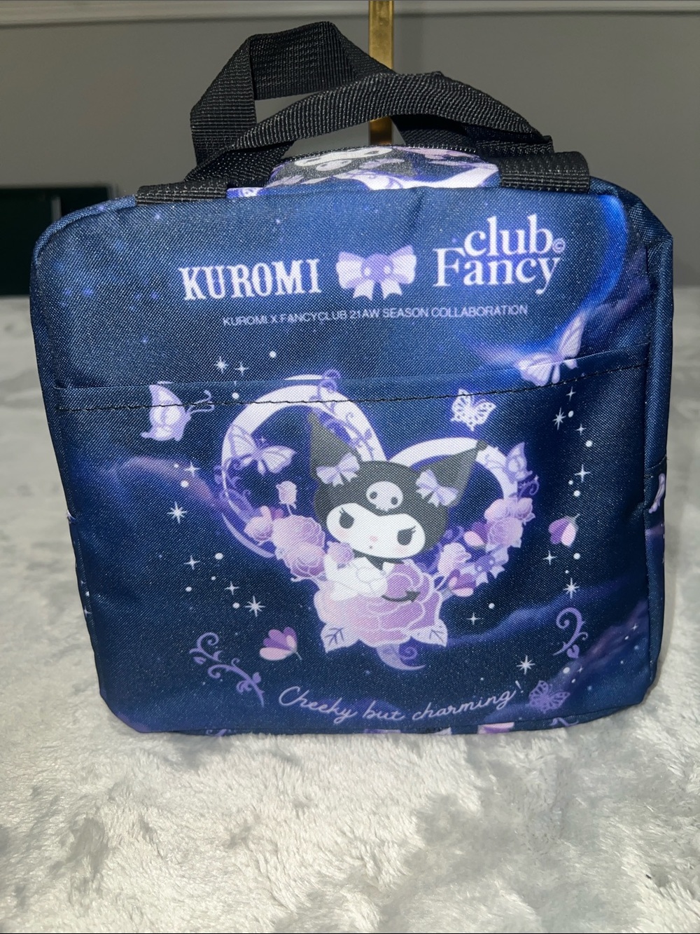 Kuromi x Club Fancy Navy insulated bag with Purple Accents